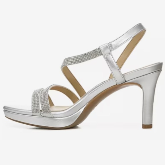Naturalizer 12 Brenta2 Platform Silver Strappy Sandal Heels - Picture 9 of 12